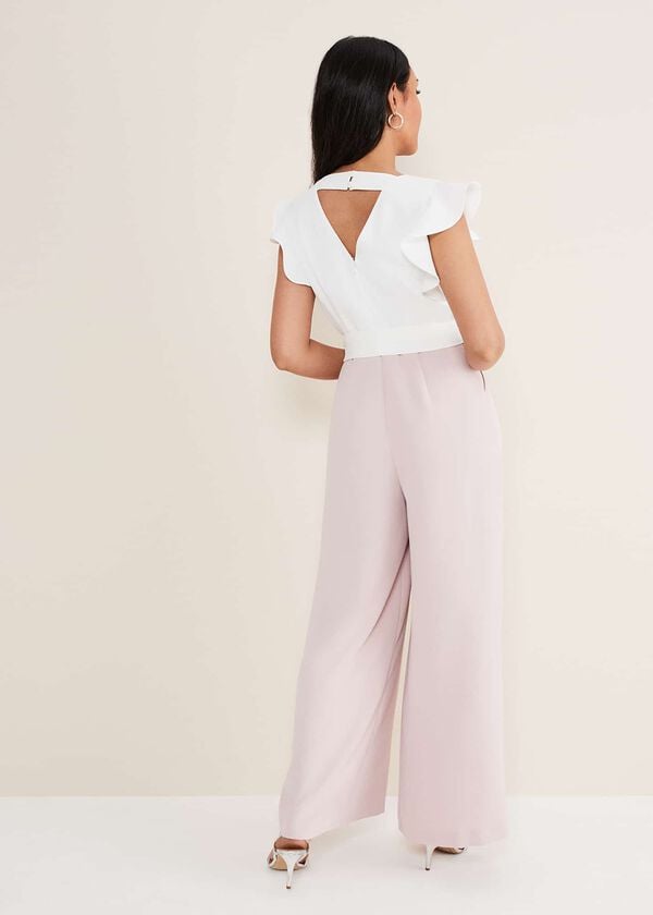 Phase Eight Petite Kallie V Neck Frill Jumpsuit