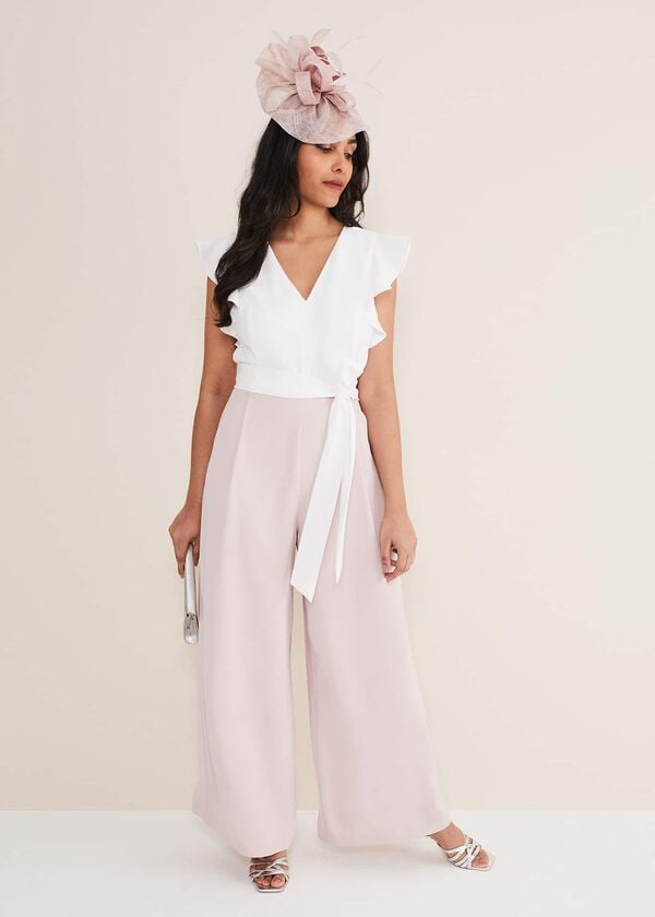 phase eight Petite Kallie V Neck Frill Jumpsuit