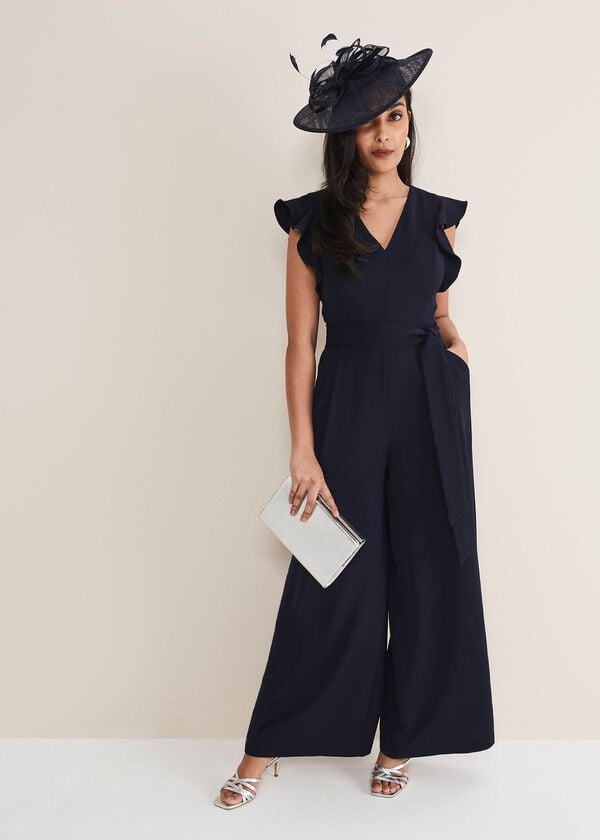 phase eight Petite Kallie V Neck Frill Jumpsuit