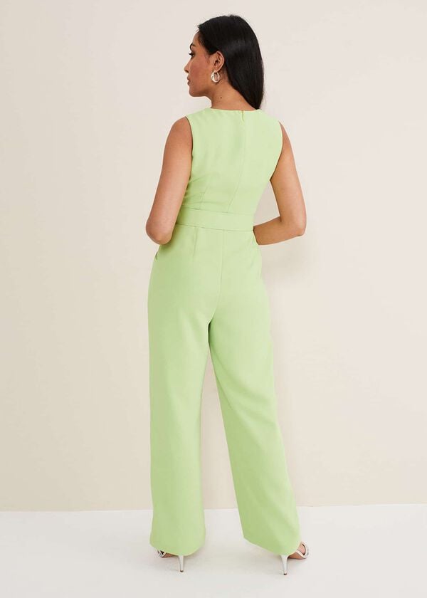 Phase Eight Petite Lissia Green Wide Leg Jumpsuit