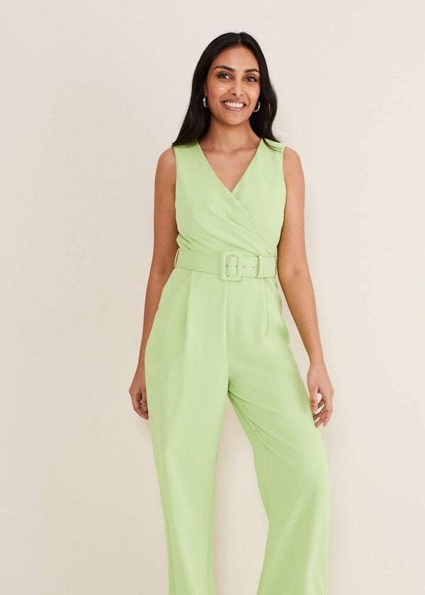 Phase Eight Petite Lissia Green Wide Leg Jumpsuit