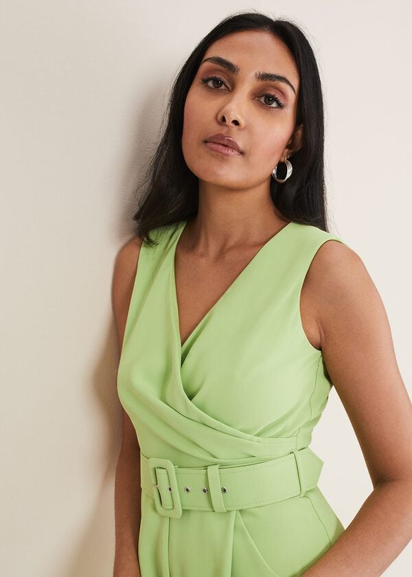 Phase Eight Petite Lissia Green Wide Leg Jumpsuit