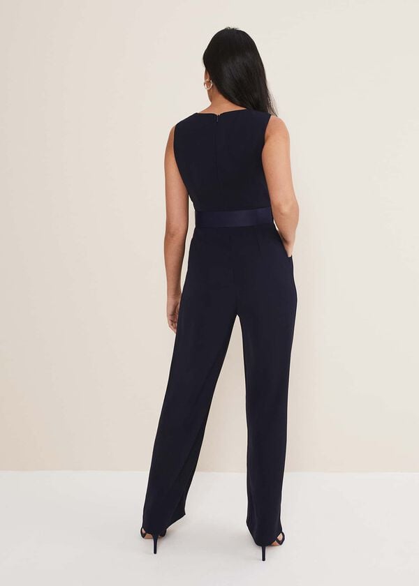 Phase Eight Petite Lissia Navy Wide Leg Jumpsuit