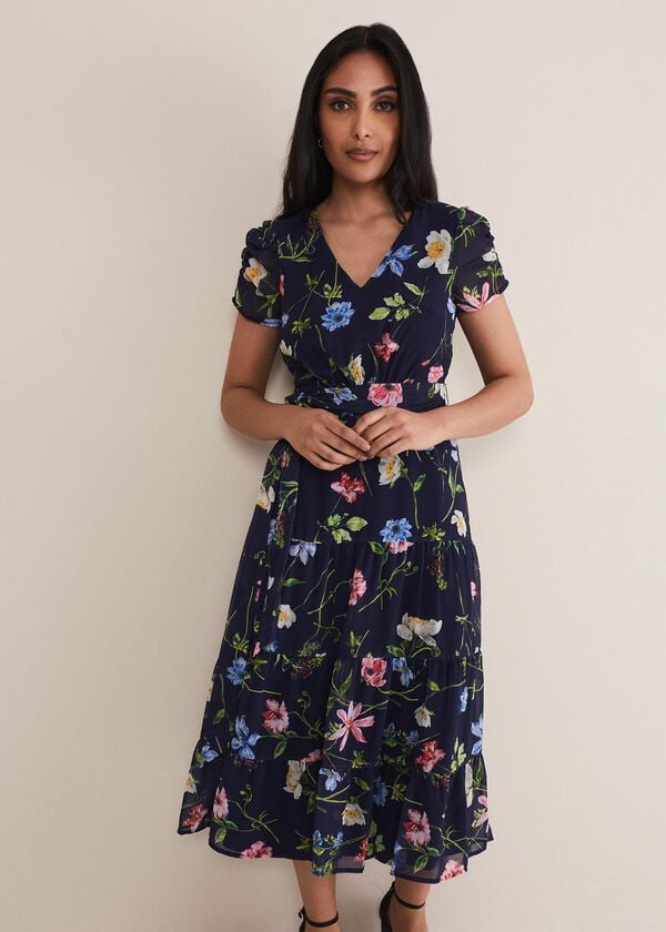 Phase Eight Petite Lola Floral Tiered Midi Dress