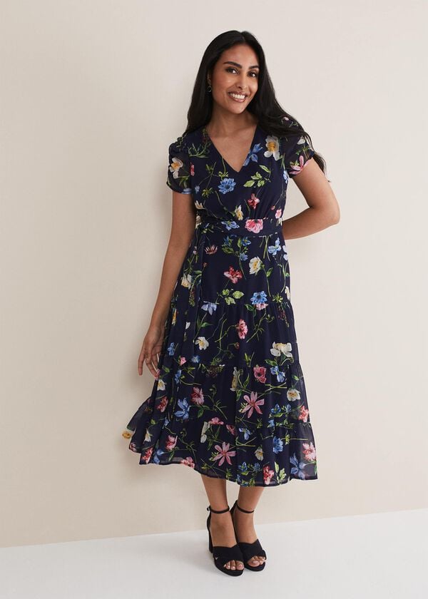 phase eight Petite Lola Floral Tiered Midi Dress