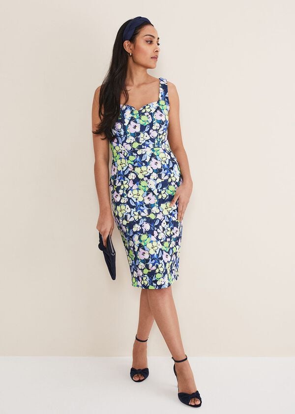 Phase Eight Petite Loretta Printed Scuba Dress