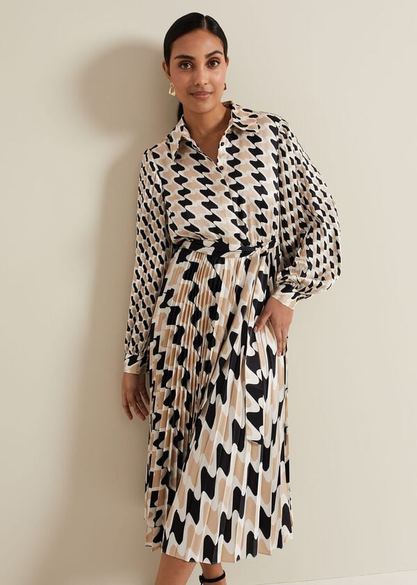 Phase Eight Petite Lyric Geo Pleated Midi Dress