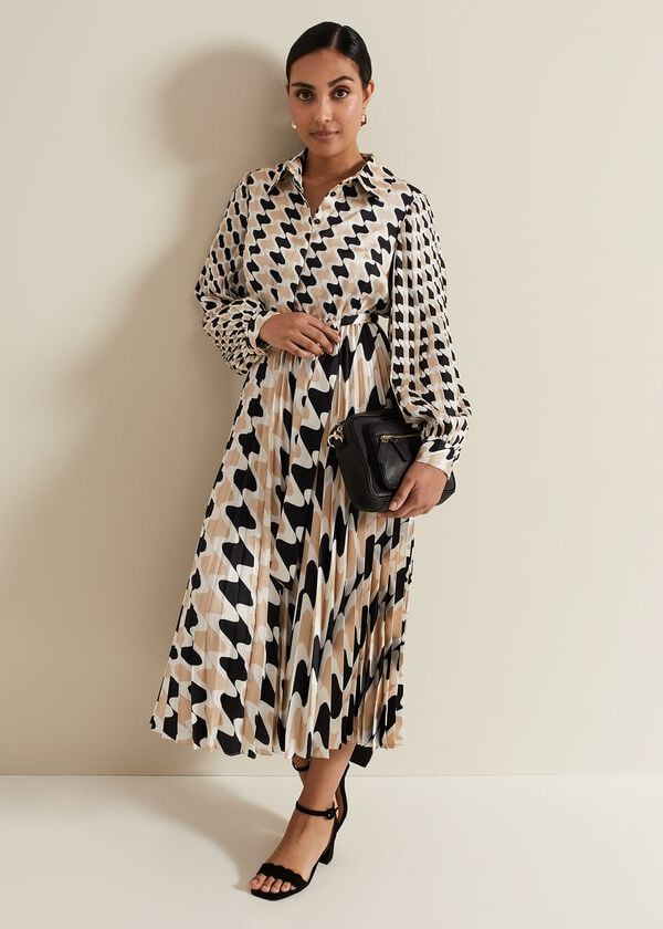 phase eight Petite Lyric Geo Pleated Midi Dress
