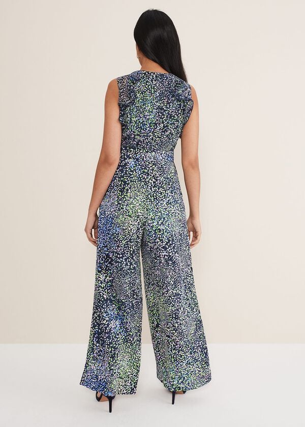 Phase Eight Petite Maggie Ruffle Printed Jumpsuit