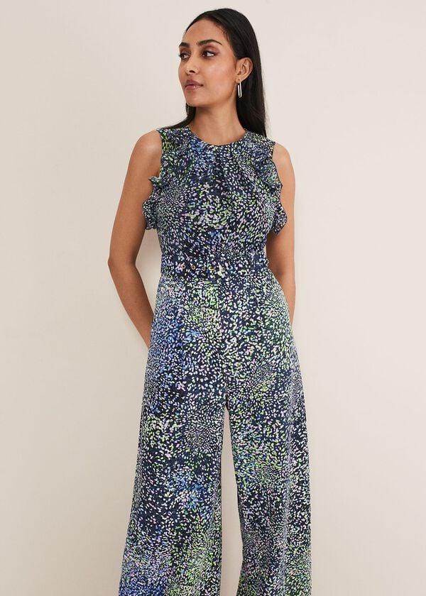 Phase Eight Petite Maggie Ruffle Printed Jumpsuit