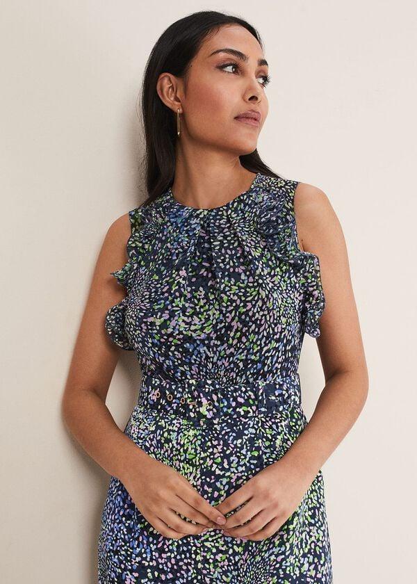 Phase Eight Petite Maggie Ruffle Printed Jumpsuit