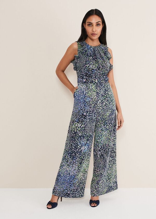 phase eight Petite Maggie Ruffle Printed Jumpsuit