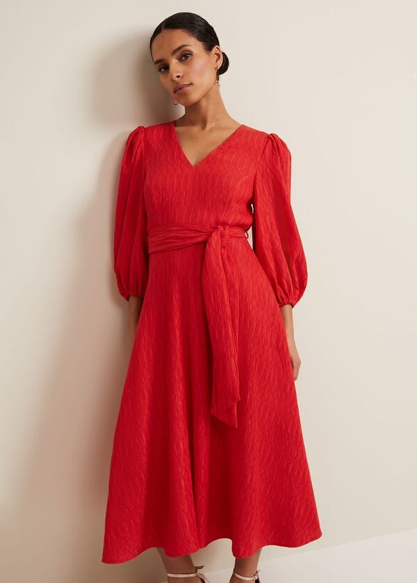 Phase Eight Petite Marilyn Puff Sleeve Midi Dress