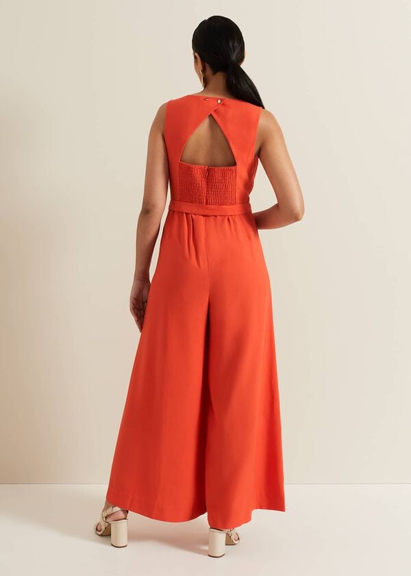 Phase Eight Petite Marta Red Culotte Jumpsuit