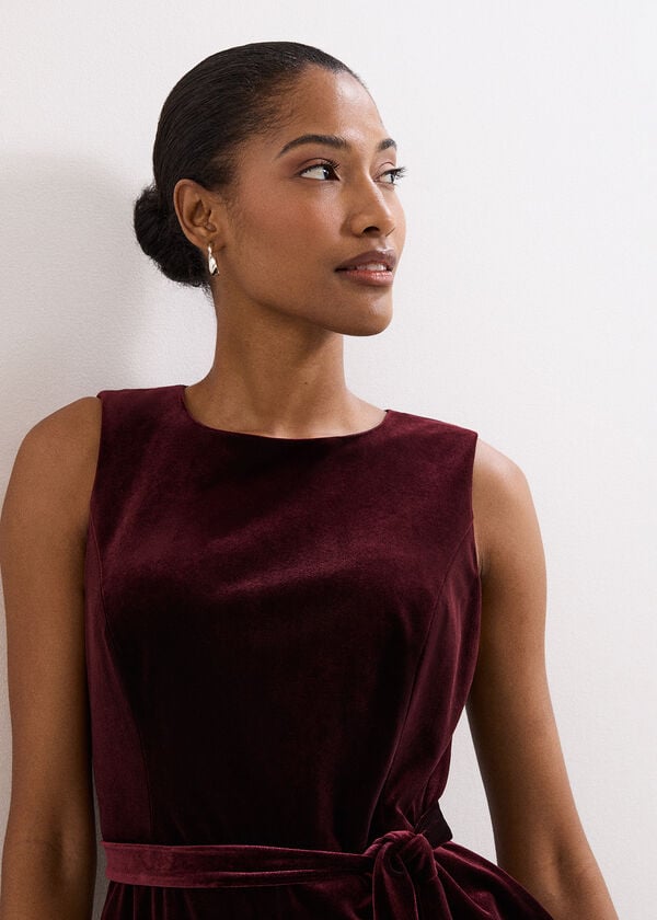 Phase Eight Petite Marta Velvet Burgundy Jumpsuit