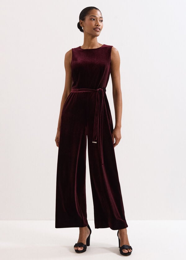 phase eight Petite Marta Velvet Burgundy Jumpsuit