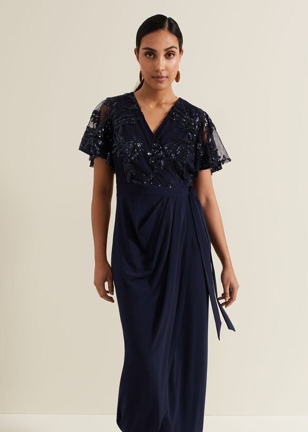 Phase Eight Petite Minty Sequin Bodice Maxi Dress