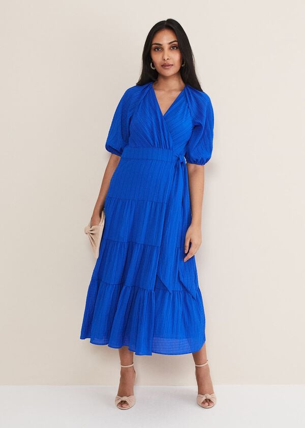 Phase Eight Petite Morven Blue Wrap Midi Dress