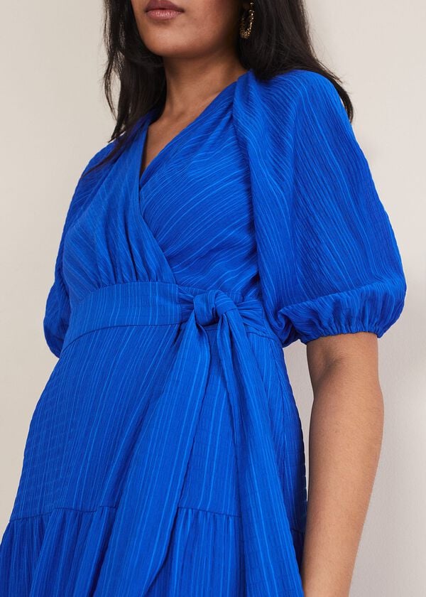 Phase Eight Petite Morven Blue Wrap Midi Dress