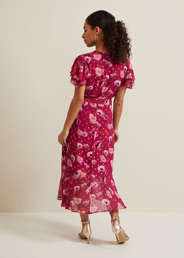 Phase Eight Petite Nadine Ruffle Print Dress