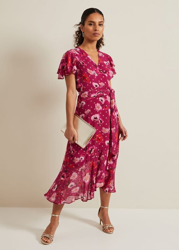 Phase Eight Petite Nadine Ruffle Print Dress