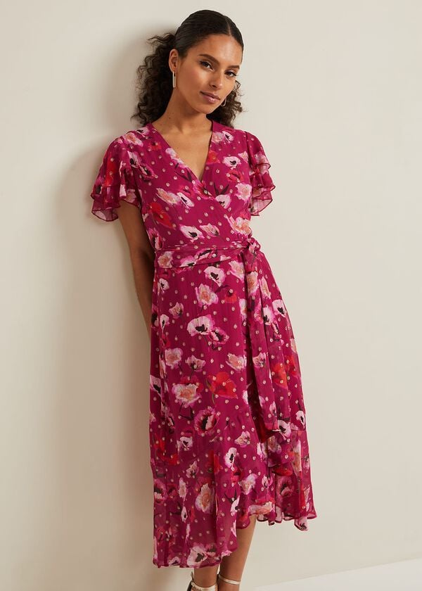 phase eight Petite Nadine Ruffle Print Dress