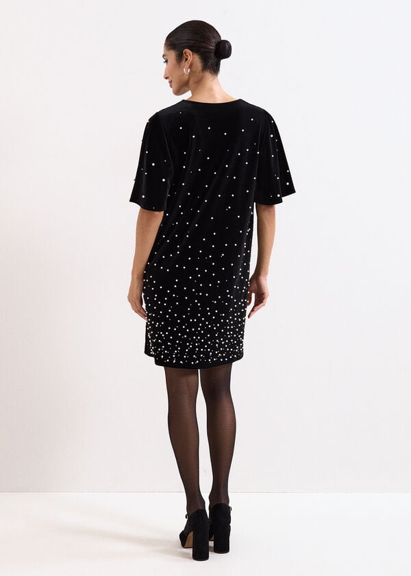 Phase Eight Petite Pennie Velvet Pearl Dress