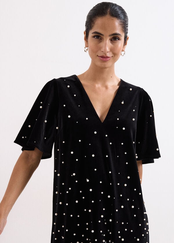 Phase Eight Petite Pennie Velvet Pearl Dress