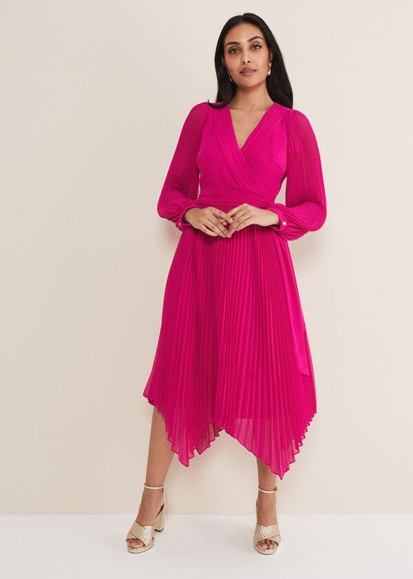 Phase Eight Petite Petra Wrap Pleated Midi Dress