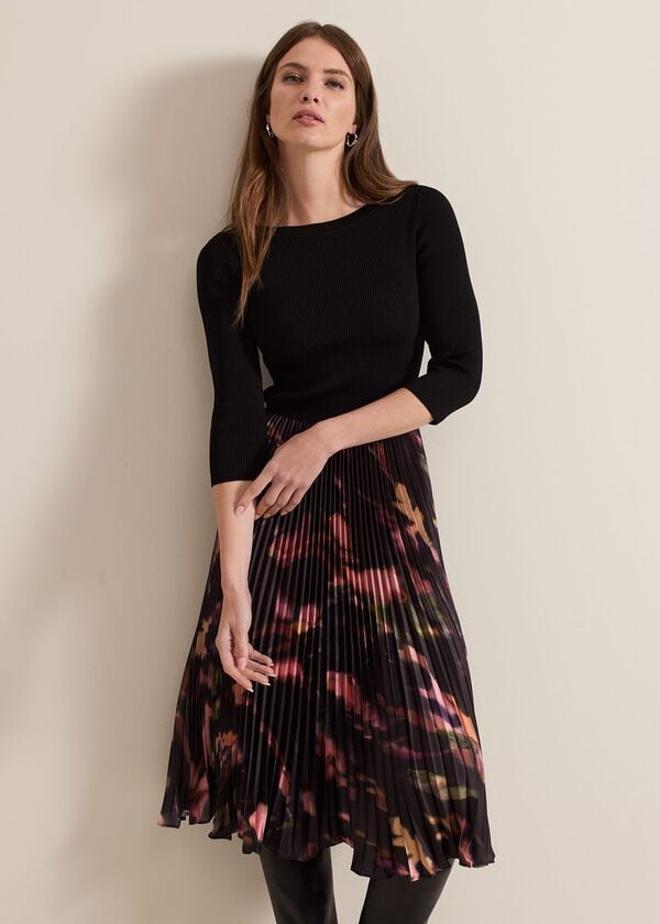 Phase Eight Petite Rhea Woven Hem Abstract Dress