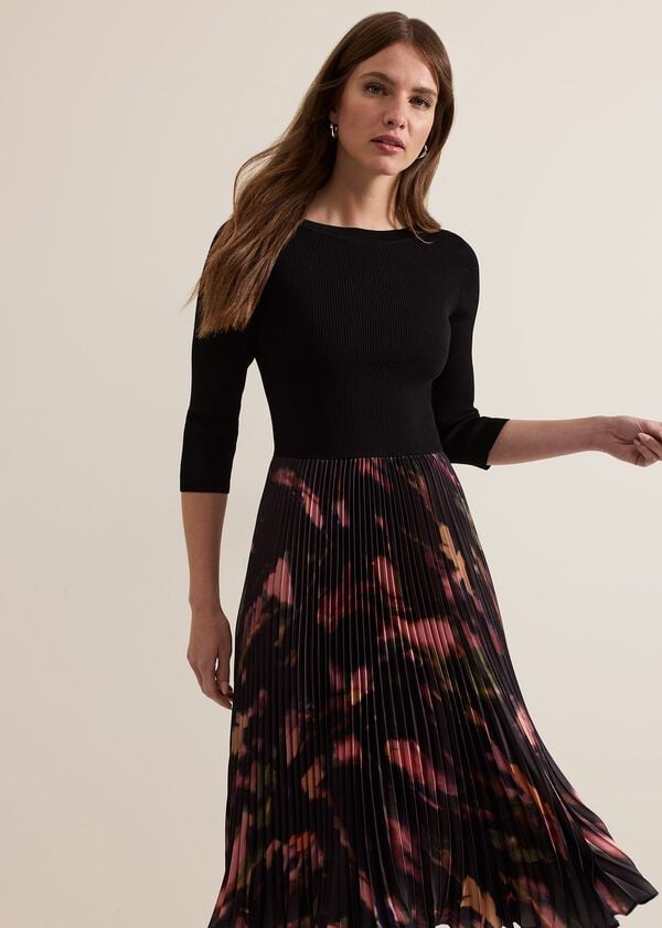 Phase Eight Petite Rhea Woven Hem Abstract Dress