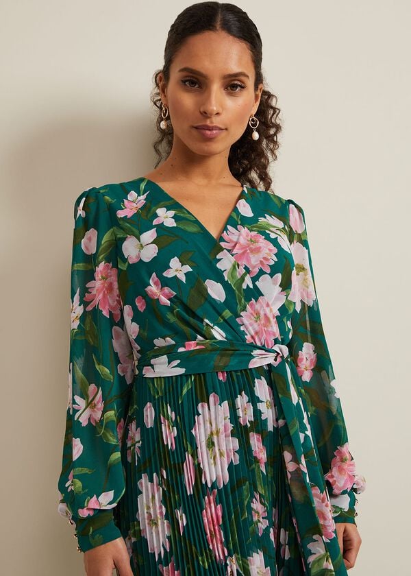 Phase Eight Petite Rosa Floral Pleat Maxi Dress