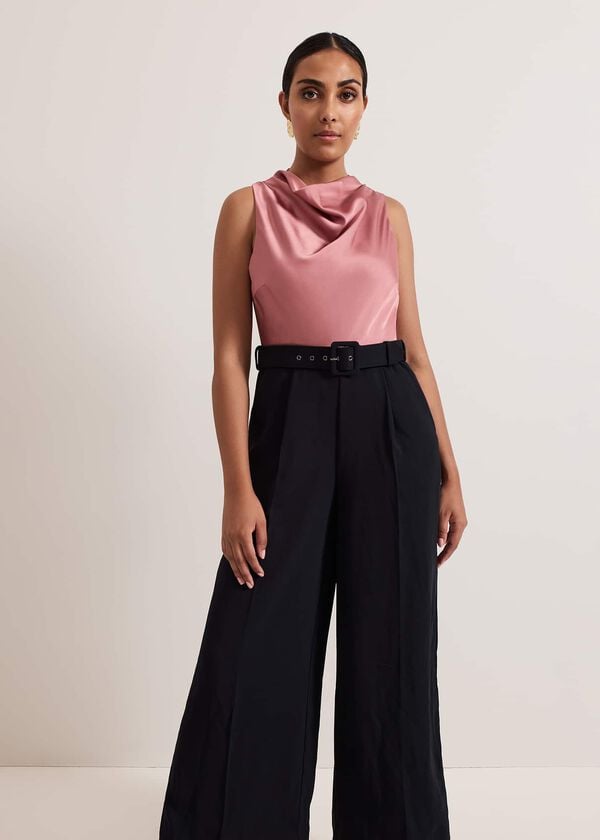 Phase Eight Petite Sabina Satin Wide Leg Jumpsuit