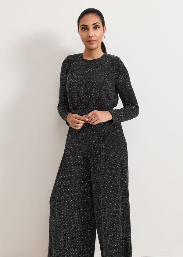 Phase Eight Petite Sasha Black Sparkle Jumpsuit