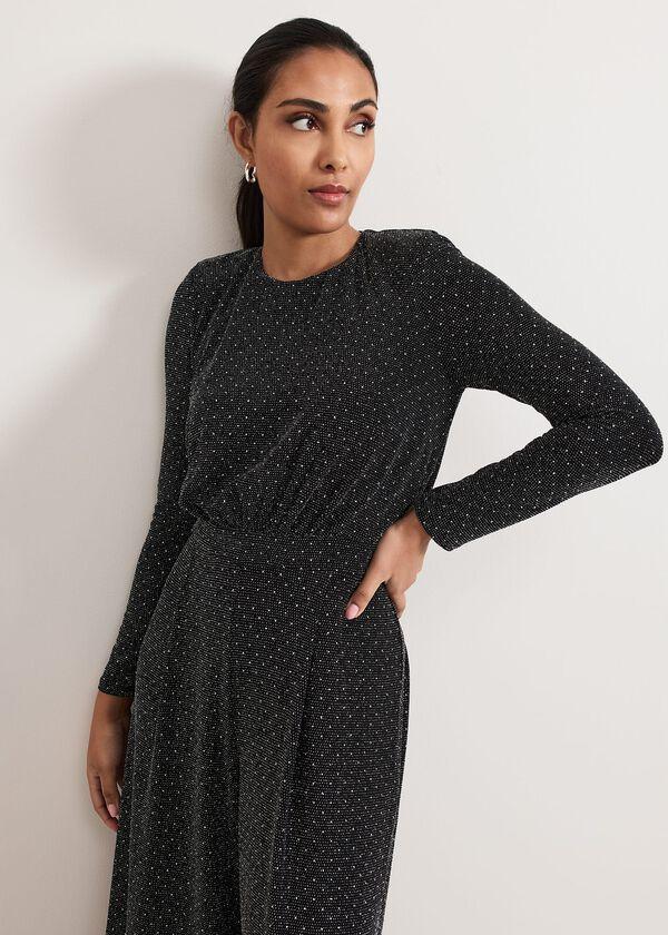 Phase Eight Petite Sasha Black Sparkle Jumpsuit