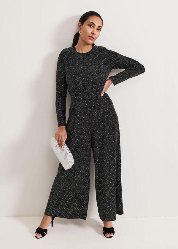 phase eight Petite Sasha Black Sparkle Jumpsuit
