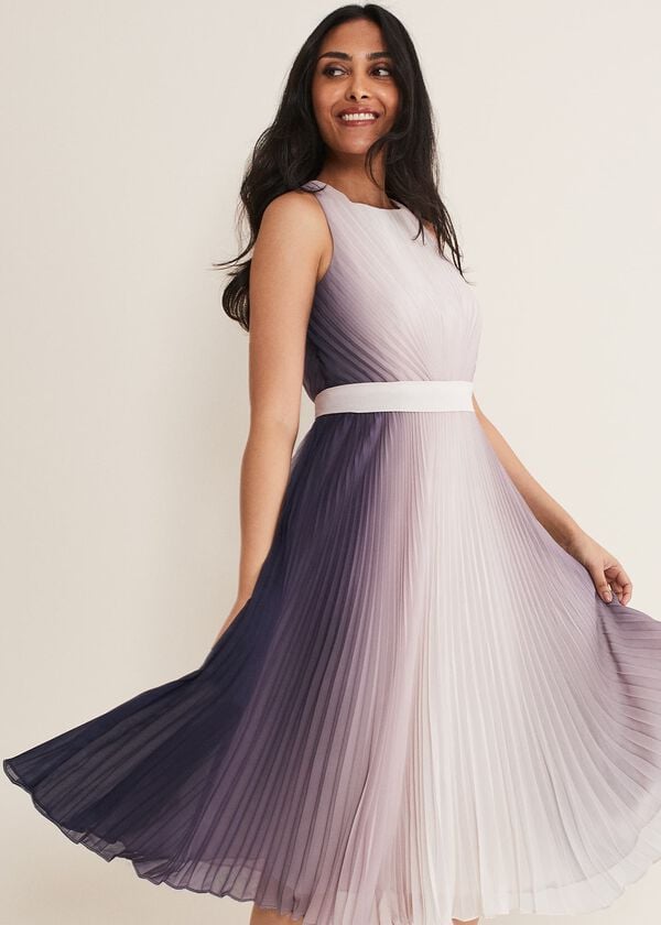 Phase Eight Petite Simara Ombre Pleated Midi Dress