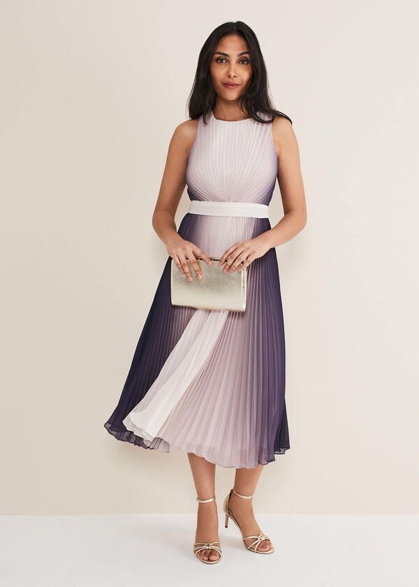 phase eight Petite Simara Ombre Pleated Midi Dress