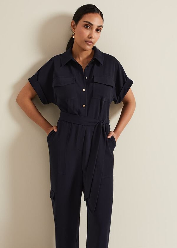 Phase Eight Petite Tallulah Navy Utility Jumpsuit