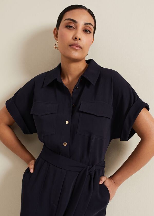 Phase Eight Petite Tallulah Navy Utility Jumpsuit