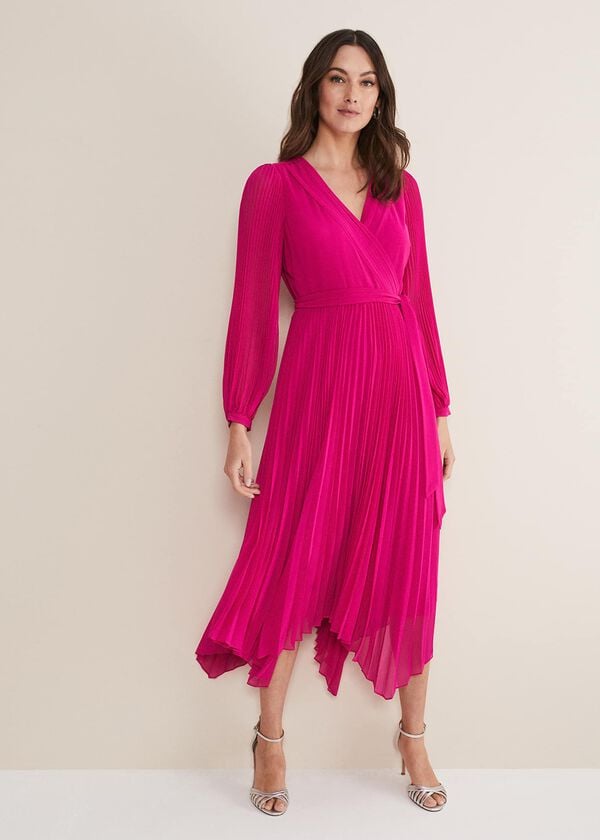 Phase Eight Petra Wrap Pleated Midi Dress