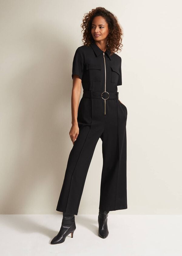 phase eight Polly Black Zip Jumpsuit