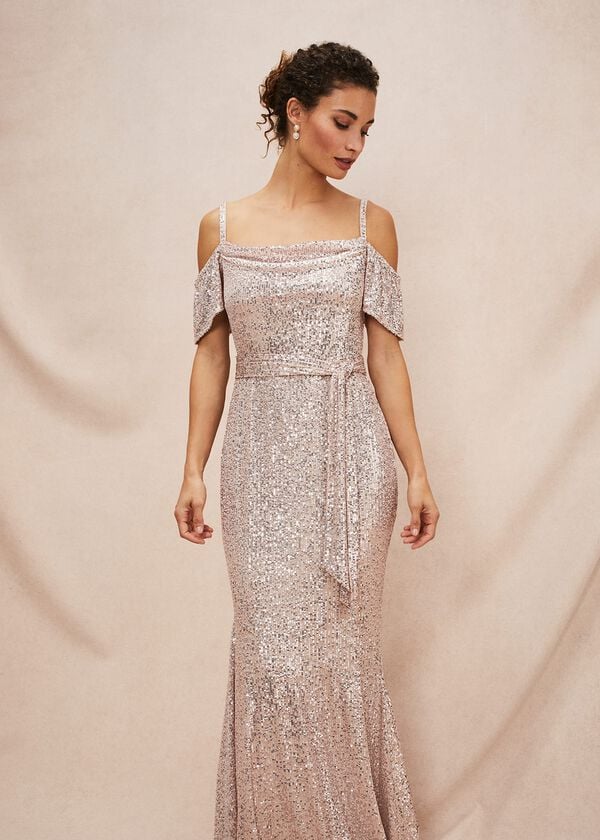 Phase Eight Poppy Off The Shoulder Sequin Dress