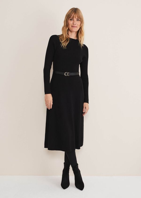 Phase Eight Reese Ribbed Maxi Belted Knit Dress