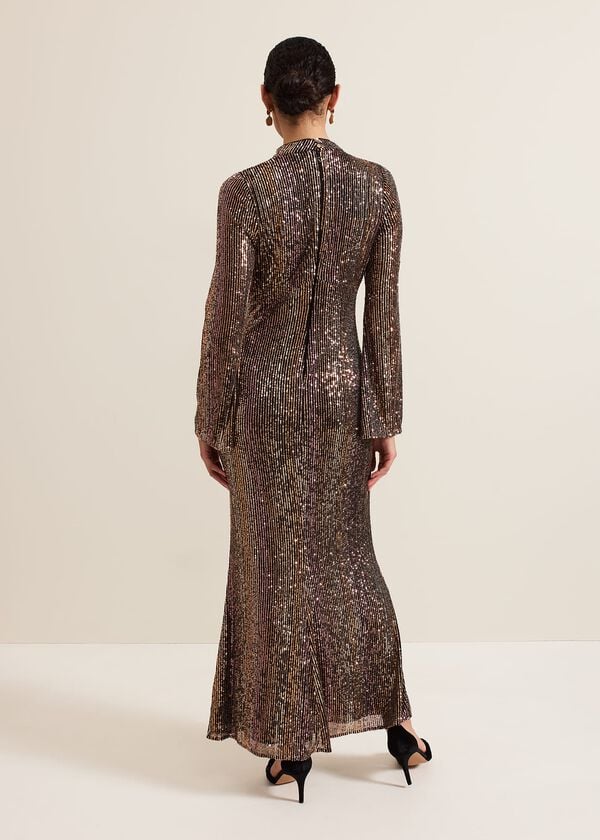Phase Eight Renila Sequin Long Sleeved Maxi Dress