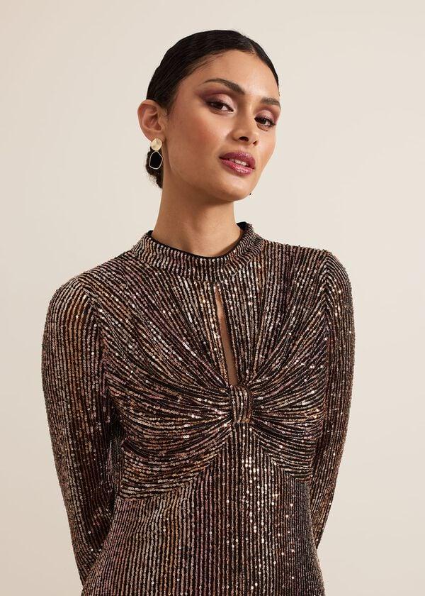 Phase Eight Renila Sequin Long Sleeved Maxi Dress