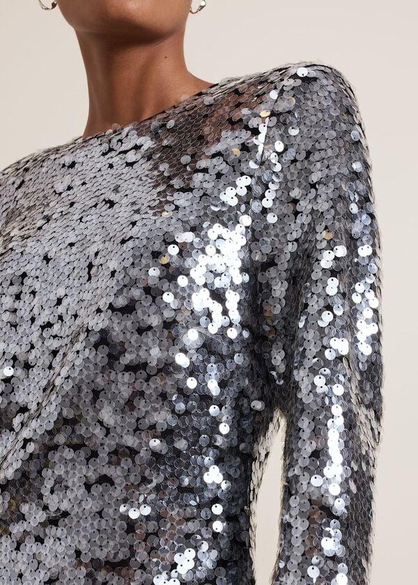 Phase Eight Rhia Silver Sequin Mini Dress