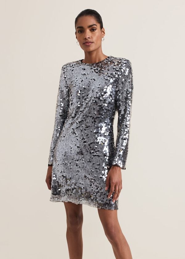 phase eight Rhia Silver Sequin Mini Dress