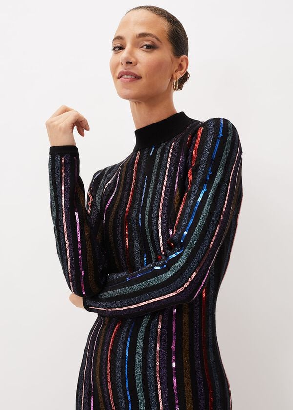 Phase Eight Rhonwen Sequin Stripe Dress