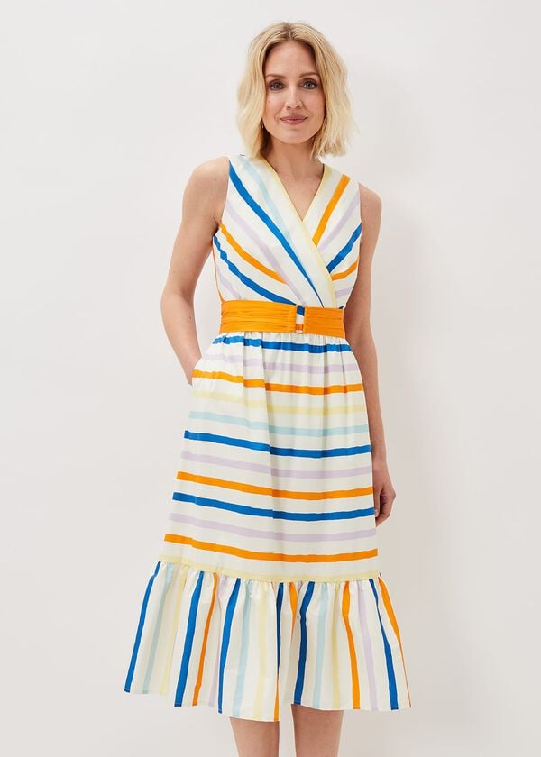 Phase Eight Riley Cotton Striped Midi Dress
